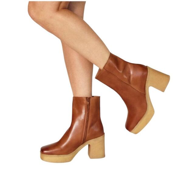 Seychelles Navigate Side Zip Women's Platform Brown Boots Size 9 - Picture 1 of 13
